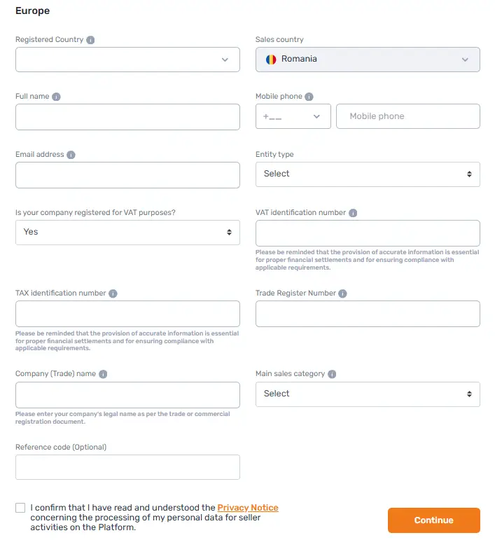 trendyol inregistrare pasi in romania